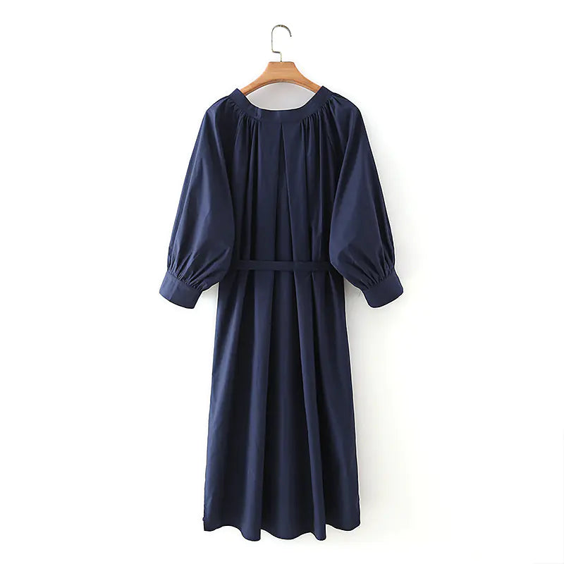 New Winter Batwing Sleeve Dress with Belted Waist