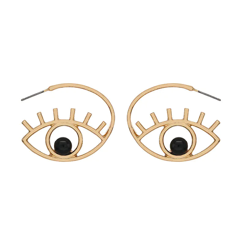 Minimalist Pearl Studs with Evil Eye Design Earrings
