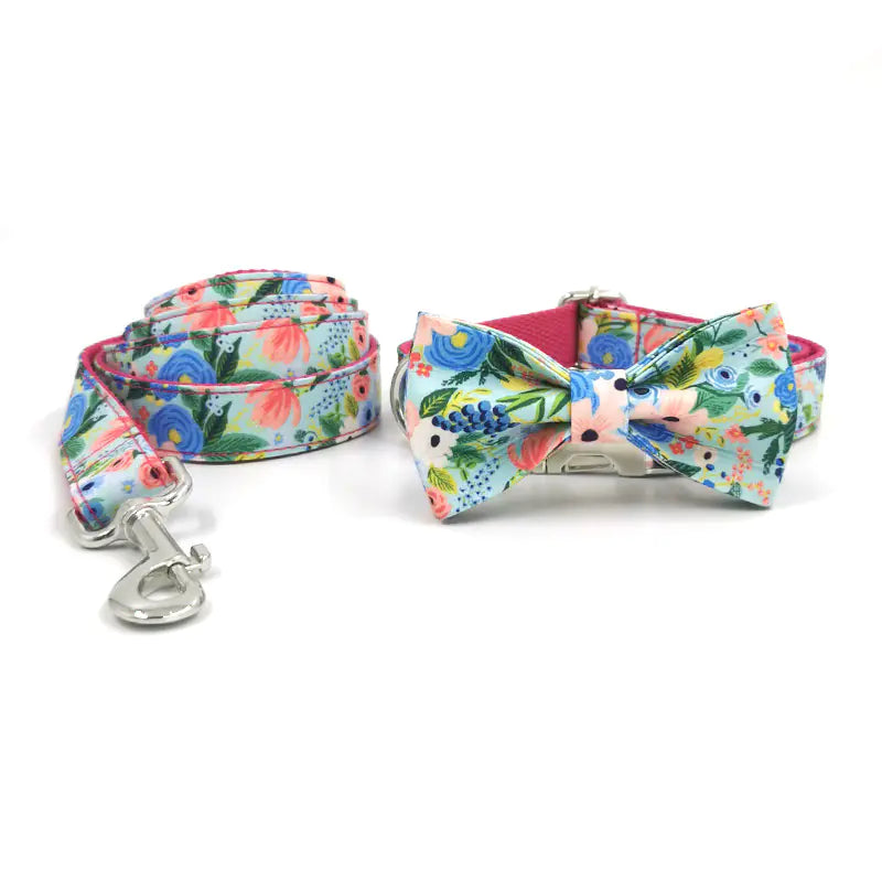 Big Dog Leash and Collar Set with Bow Tie