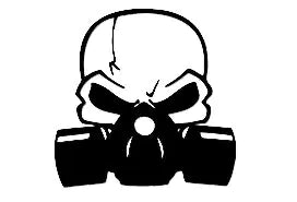 Gas Mask Skull Decal Vinyl Sticker|Cars Trucks Vans Walls Laptop|Black|5.5 x 5.5 in|CCI387