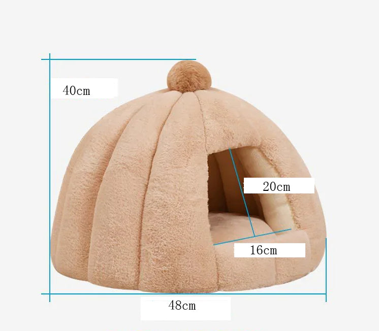 Pumpkin Shaped Cozy Cat & Dog House Tent