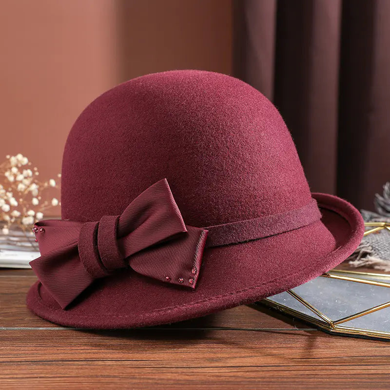 Elegant Women's Wool Top Hat for Autumn & Winter