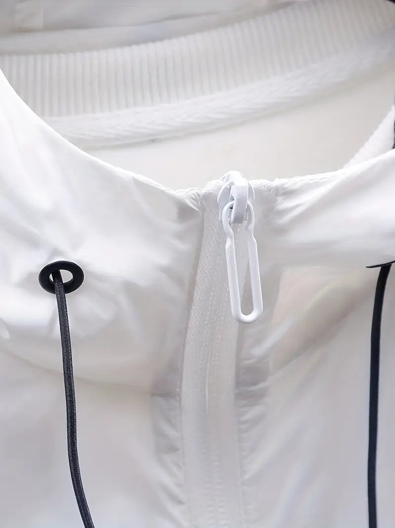 Men's Sun Protection Hooded Zip Coat for Summer Outdoors