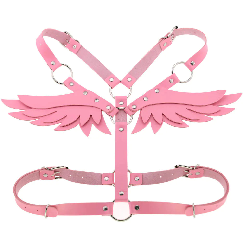 Women's Leather Angel Wings Harness Set