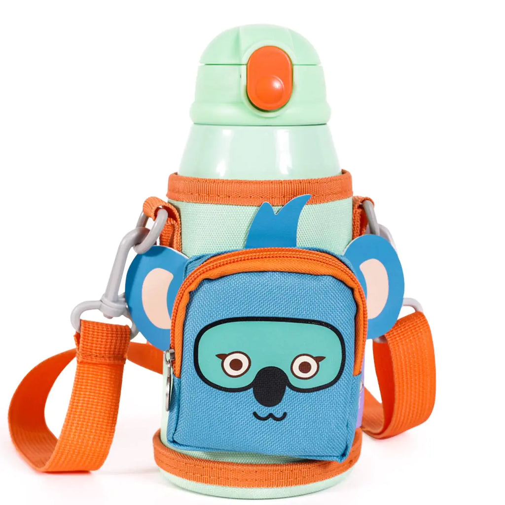 MILK&MOO Steel Kids Water Bottle with Bag Jungle Friends 550ml / 18.5 oz