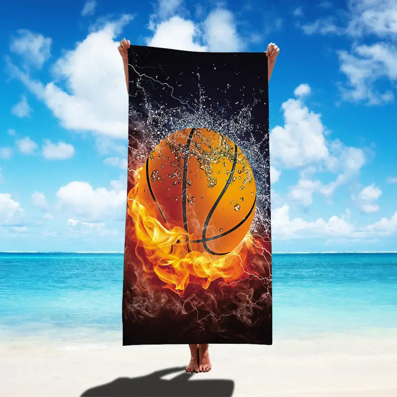Basketball Print Quick-Drying Beach Towel 150x75cm
