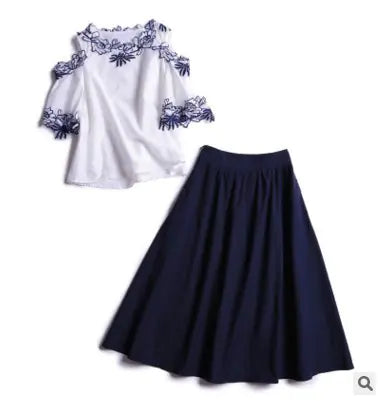 Women's  Two-Piece Dress Set with Waist Design