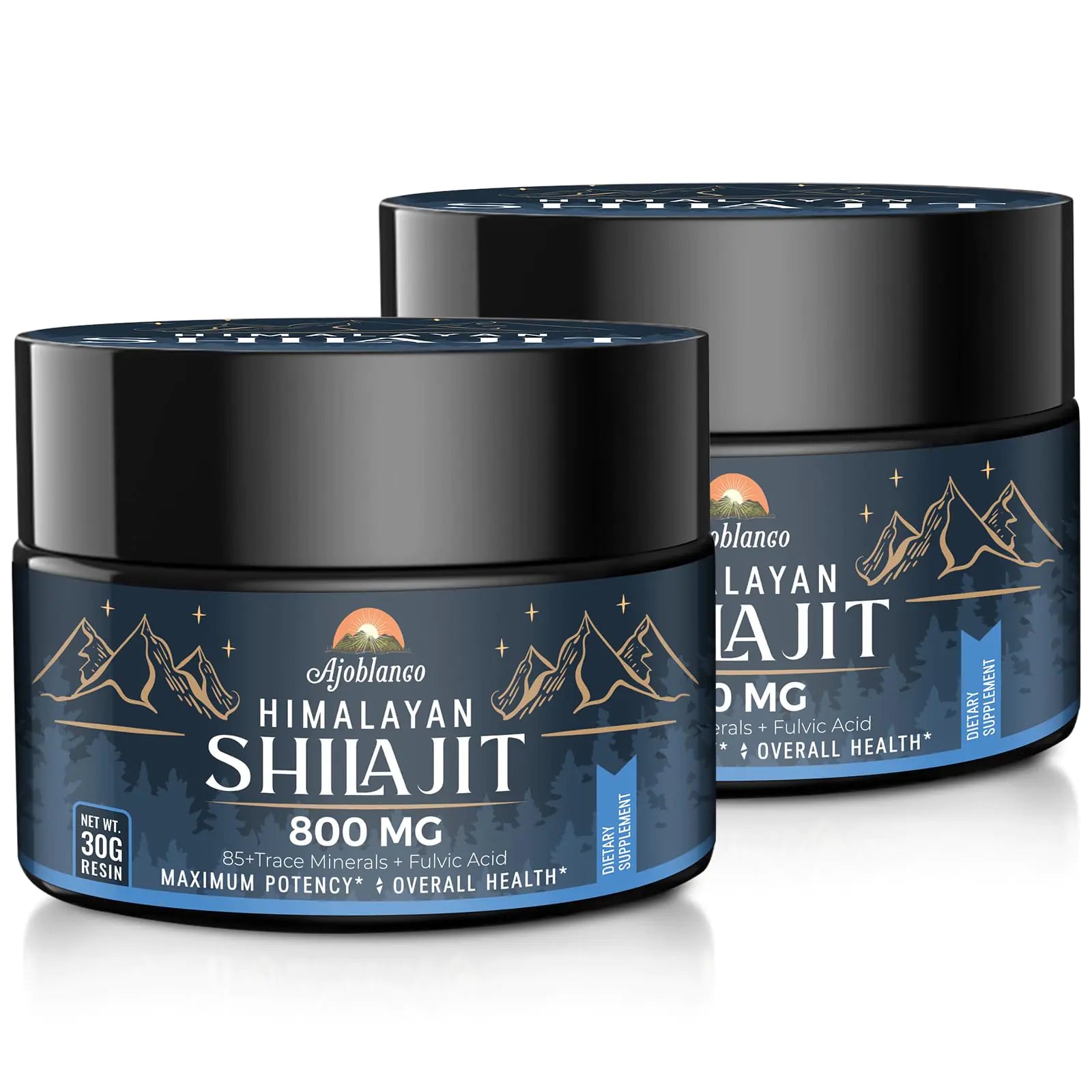 Ajoblanco 800 Mg Himalayan Shilajit Resin Shilajit Pure Himalayan Organic Shilajit Supplement with Purity High Dosage & Potency for Energy Strength & Immunity Men & Women 30 Grams Pack of 2