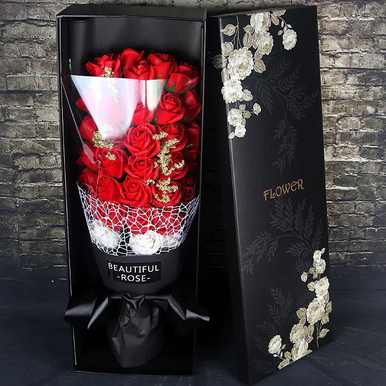 Soap Flower Bouquet with 33 Roses - Gift Box