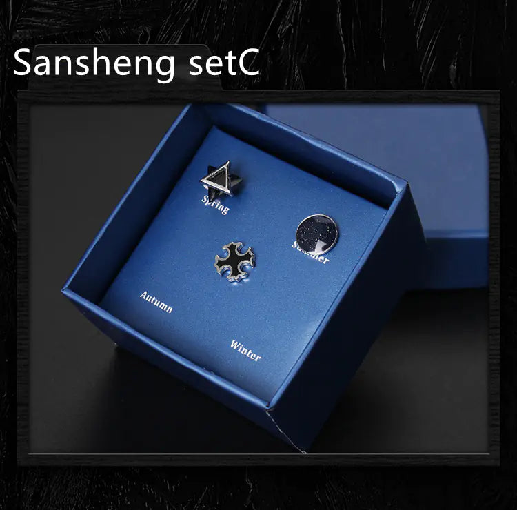 925 Silver Men's Stud Earrings Set (Minimalist Style)