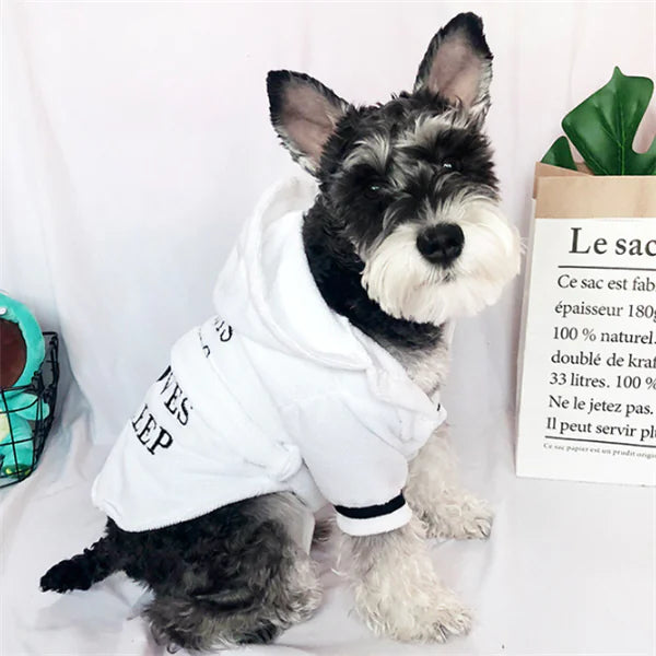 Hooded Pajamas Dog Bathrobe - White Dog Clothing