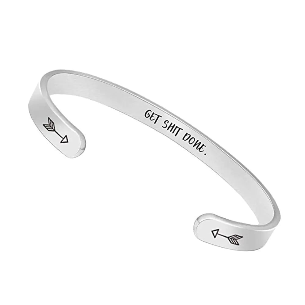 Inspirational C-Shaped Stainless Steel Bracelet