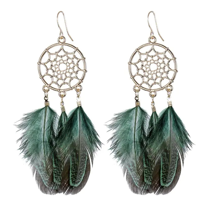 Sequin Feather Tassel Earrings for Women, Trendy Design