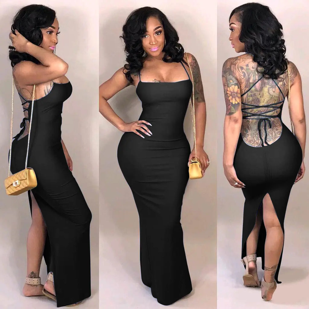 Backless Hollow Cut-Out Long Dress for Nightclubs