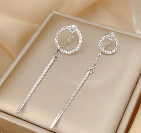 Minimalist Circle Earrings for Women with Tassels