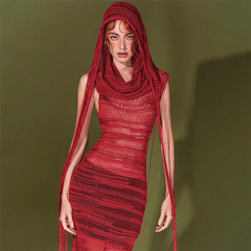 Summer Fashion Women's Hooded Knitted Slimming Dress