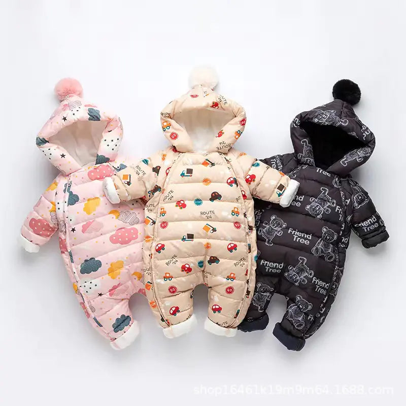 Newborn Winter Baby Down Jumpsuit with Foot Cover