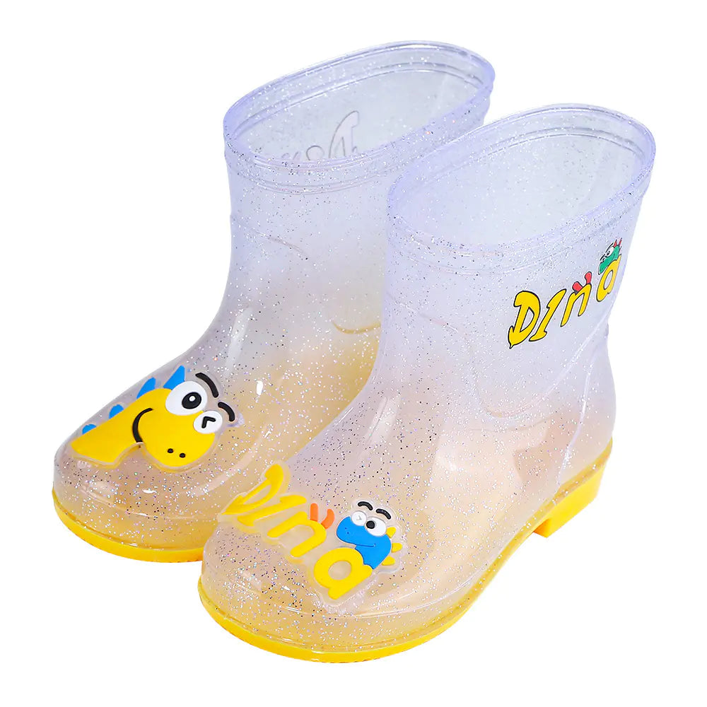 Transparent Dinosaur Rain Boots for Kids with Fleece