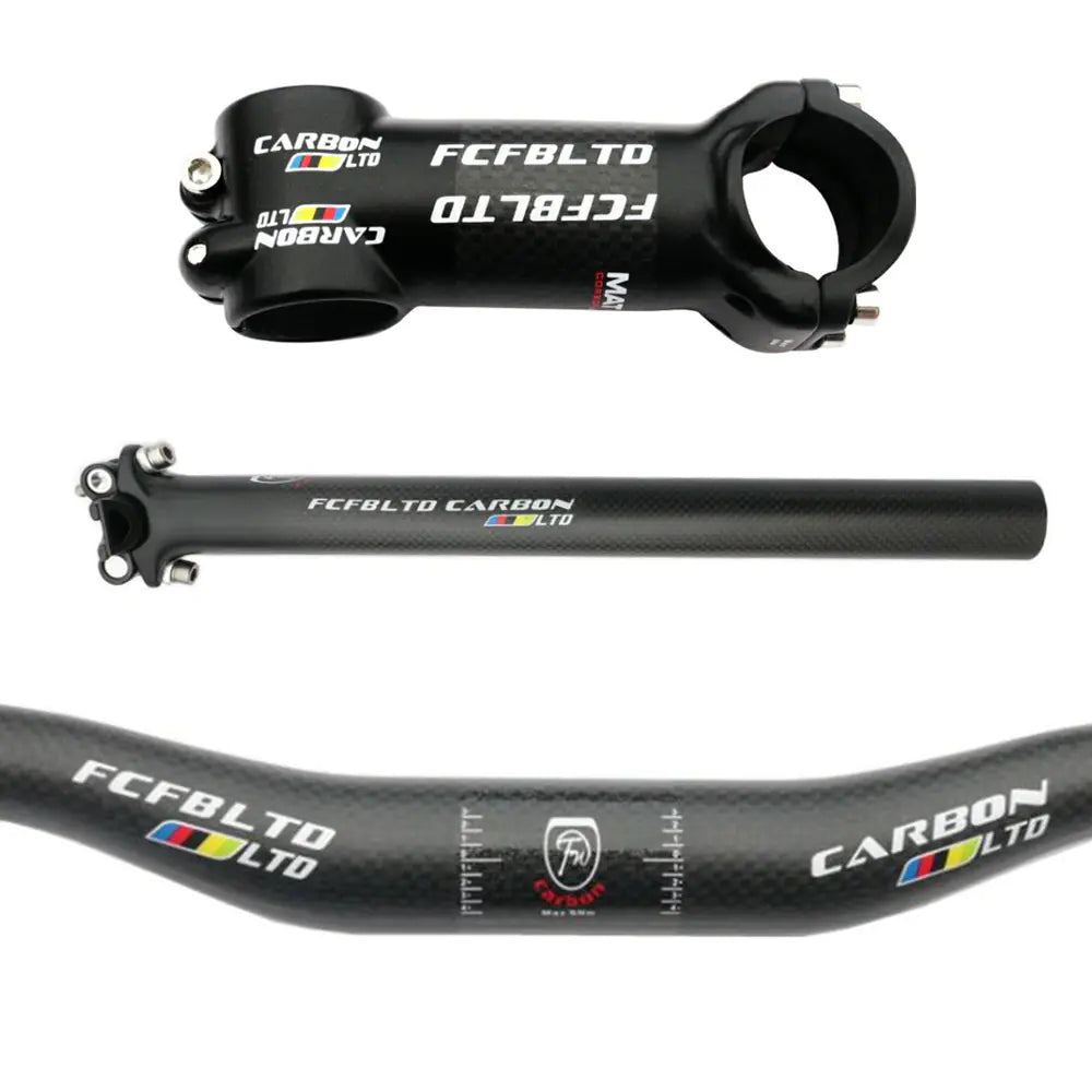3-Piece Full Carbon Fiber Road Bike Handlebar Set
