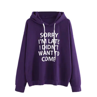 Hooded Sweatshirt with Letter Print Long Sleeve Design