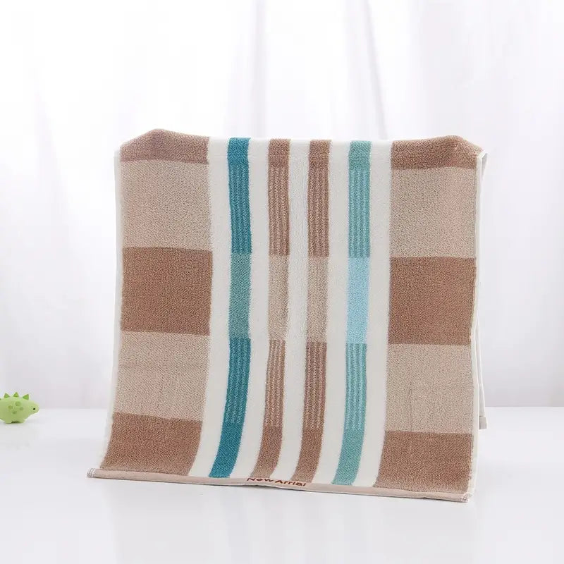 Thick Cotton Geometric Striped Face Wash Towel (1pc)