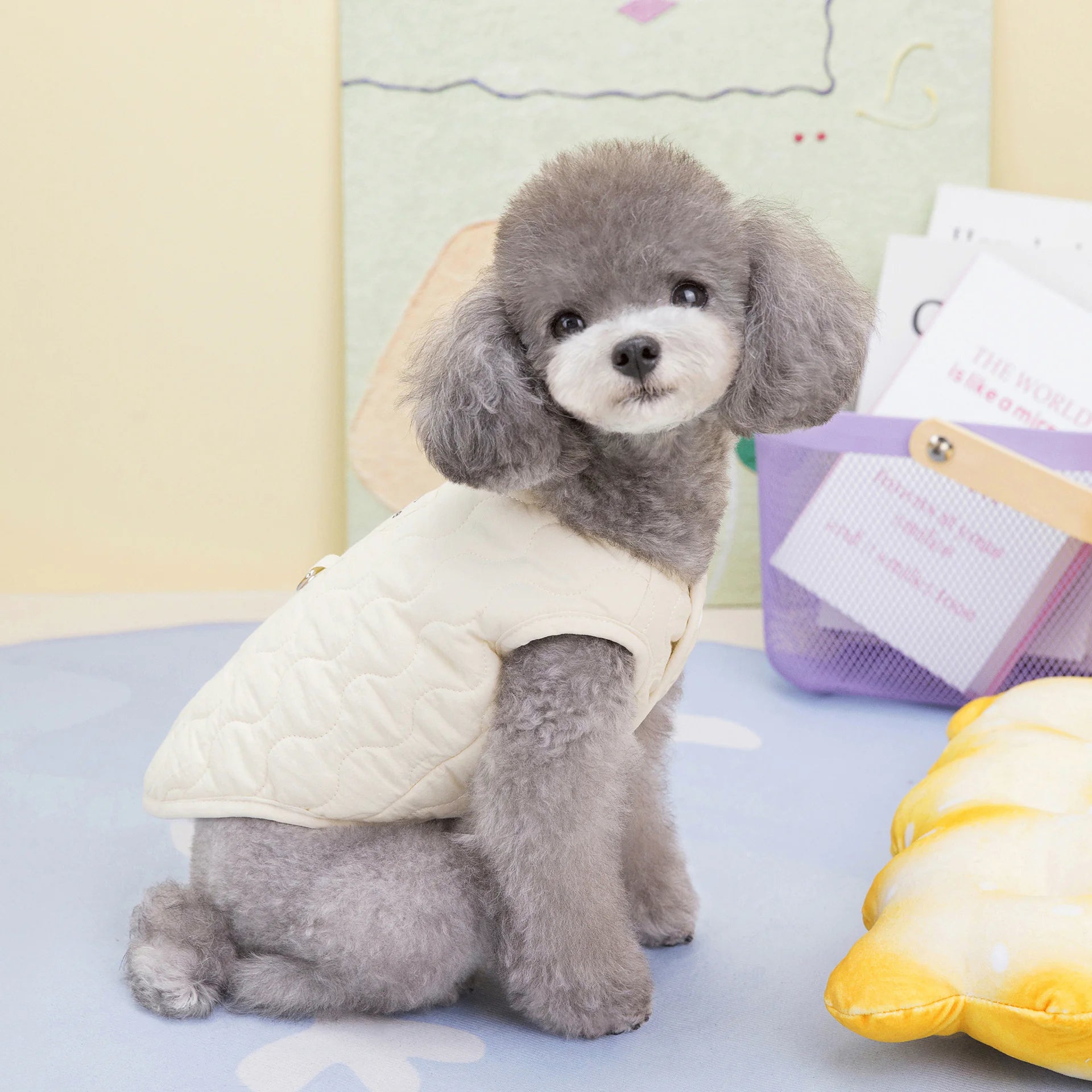 Warm Jacquard Button Two-Piece Cotton Padded Set