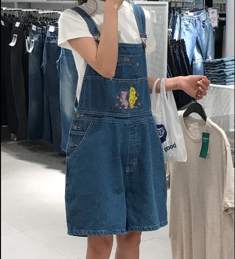 Vintage Cartoon Overalls - Versatile Loose Jumpsuit