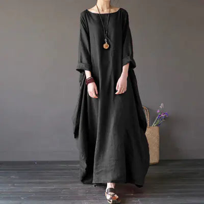 Loose Plus Size Cotton Linen Maxi Dress