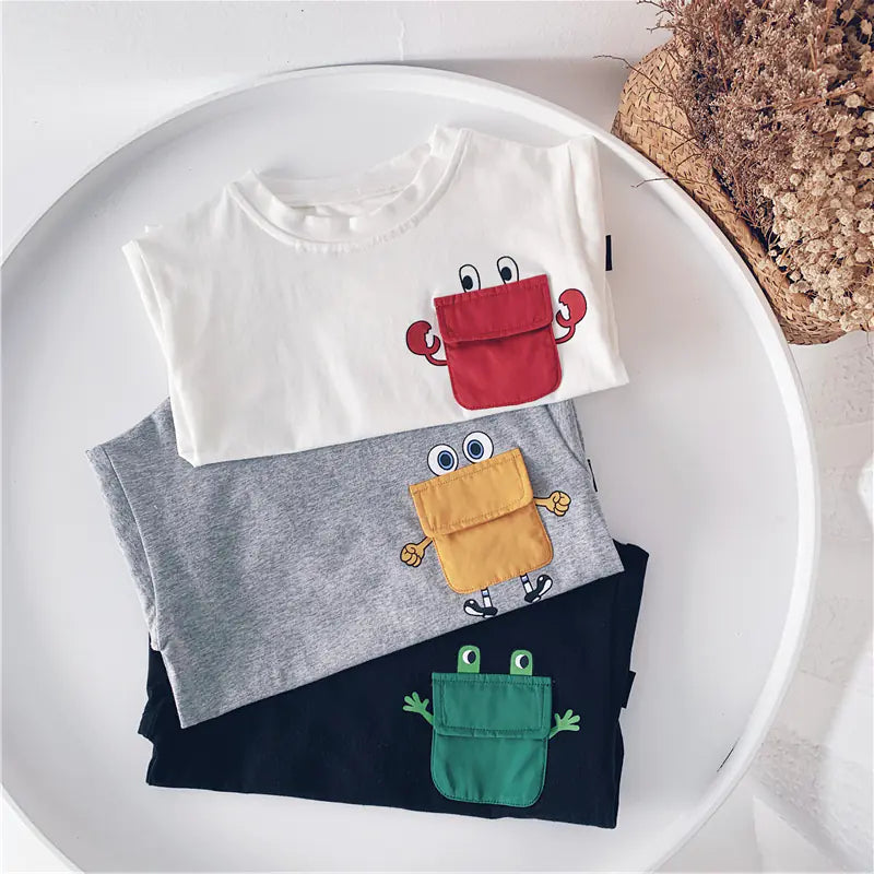 Cute Contrast Color Pocket Top for Kids (Summer)