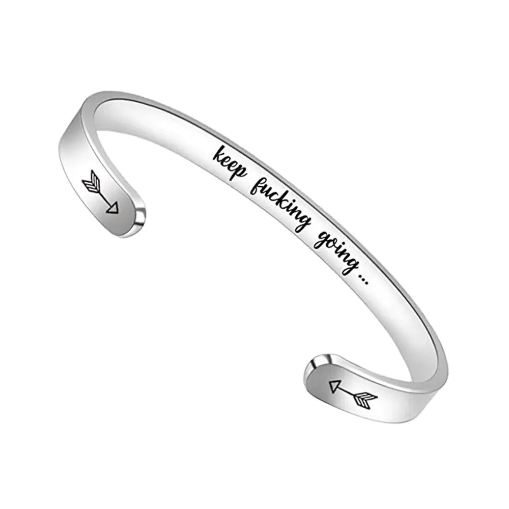 Inspirational C-Shaped Stainless Steel Bracelet