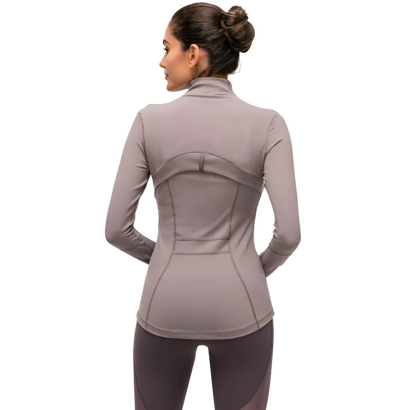 Women's Nylon Stretch Zip-Up Yoga Jacket for Fall/Winter