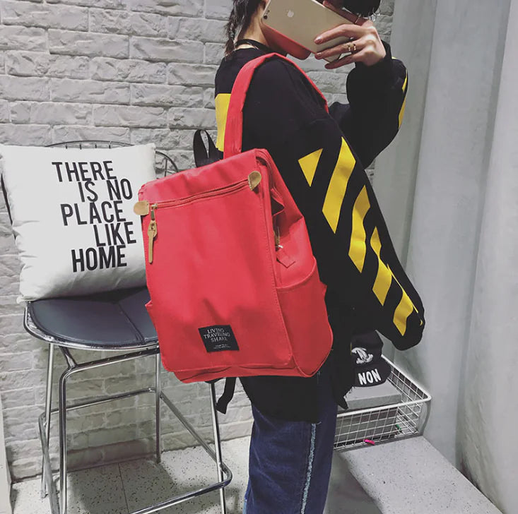 Color-Block Large Capacity Backpack for Students