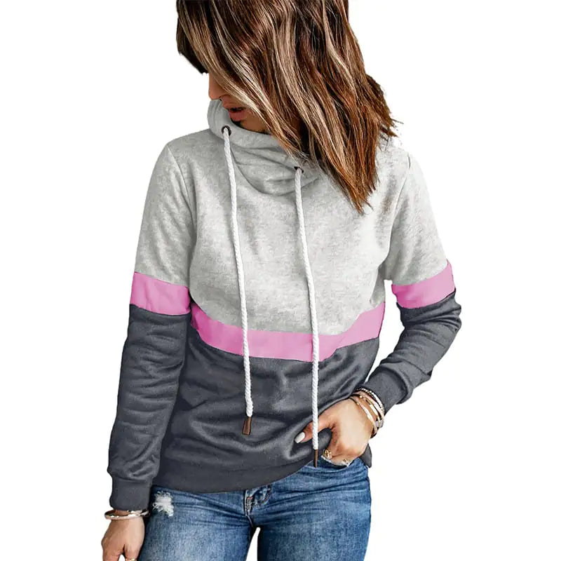 Women's Solid Color Stitching Sweater for Autumn/Winter