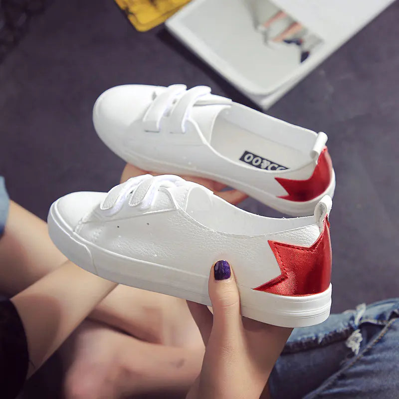 Women's Flat White Shoes - Casual Slip-On Sneakers