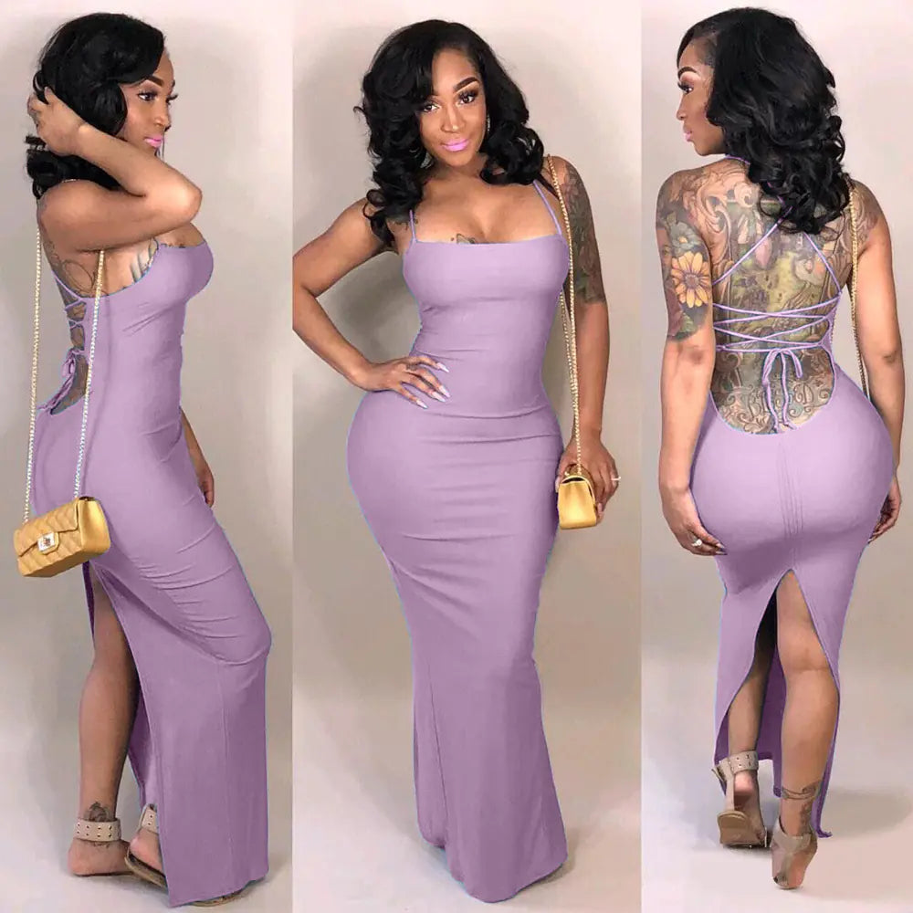 Backless Hollow Cut-Out Long Dress for Nightclubs