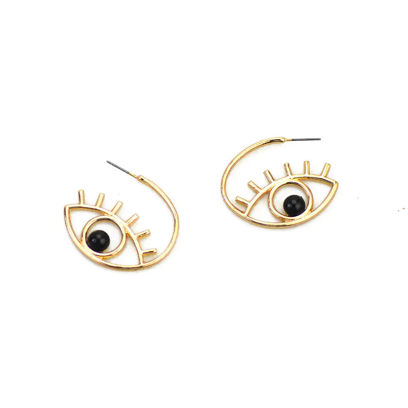 Minimalist Pearl Studs with Evil Eye Design Earrings