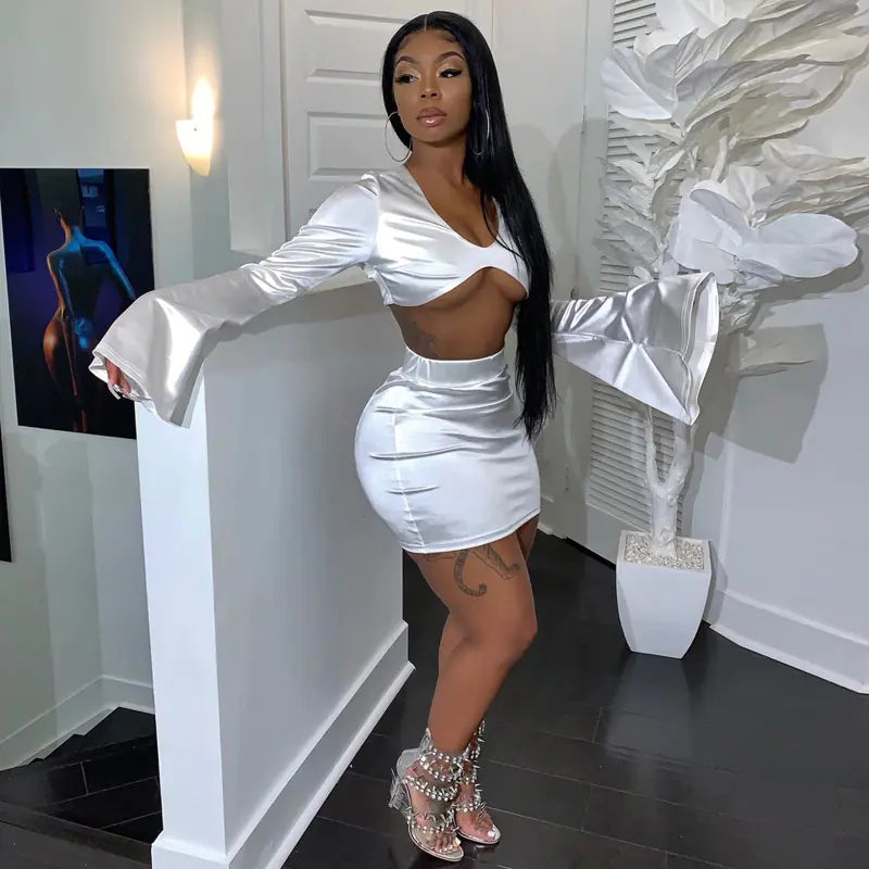 Spring Women's Fashion Set - Top and Skirt Combination