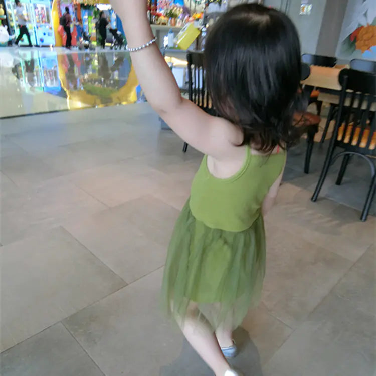 Children's Dress with Straps and Tulle Skirt
