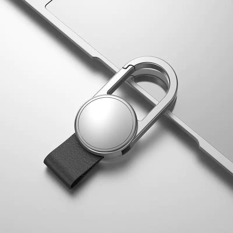 Men's Genuine Leather Car Keychain with Metal Clip