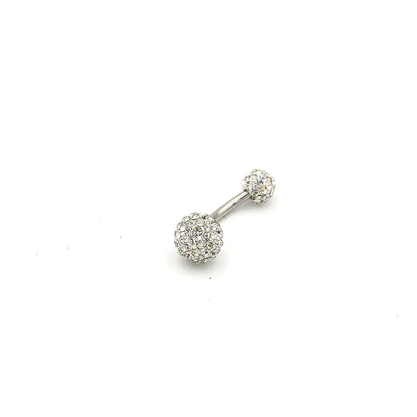 Crystal Ball Belly Button Ring with Disco Ball Design