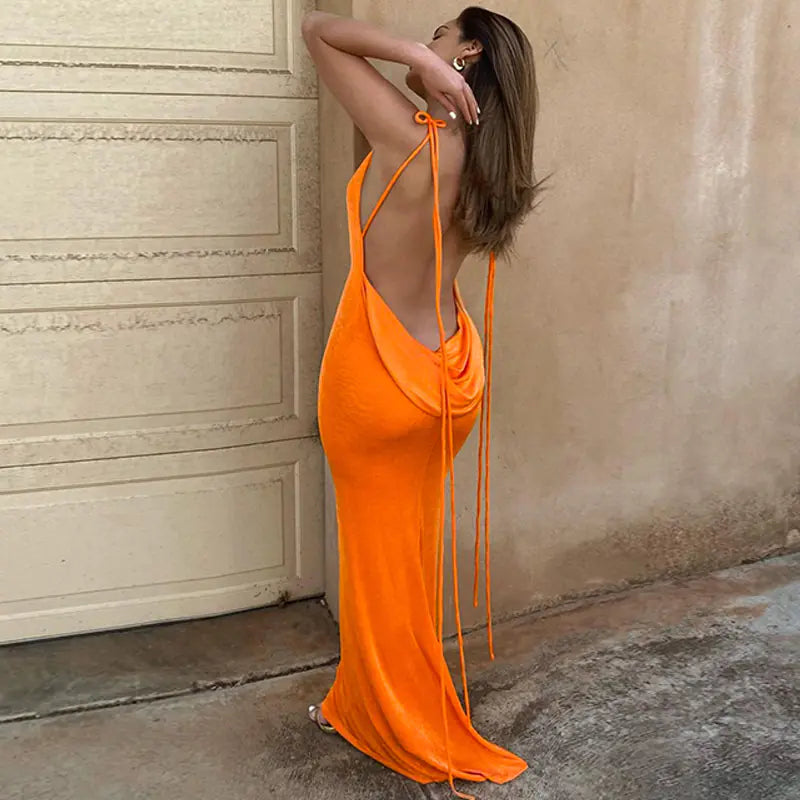 Fashion Sexy Backless Maxi Dress