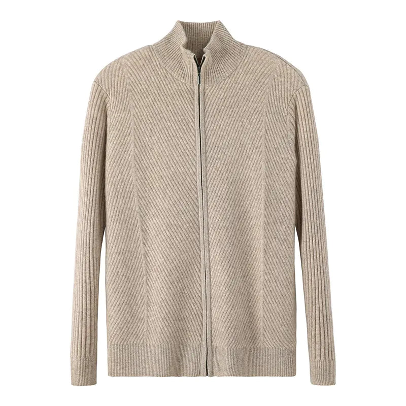 Autumn Winter Men's Wool Zip Cardigan Sweater