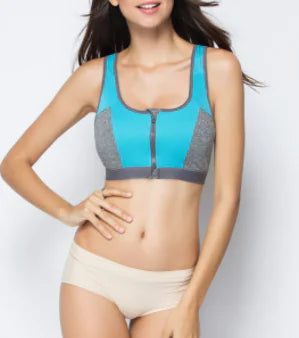 Women's Sports Bra with Front Zipper and No Steel Ring