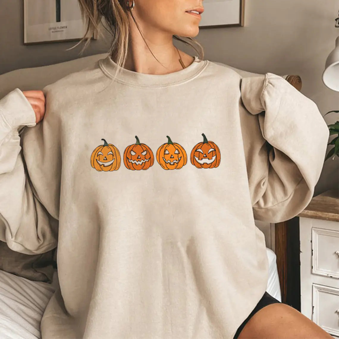Halloween Evil Pumpkin Head Funny Printed Hoodie