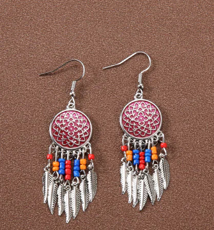 Floral Earrings with Water Drop Design