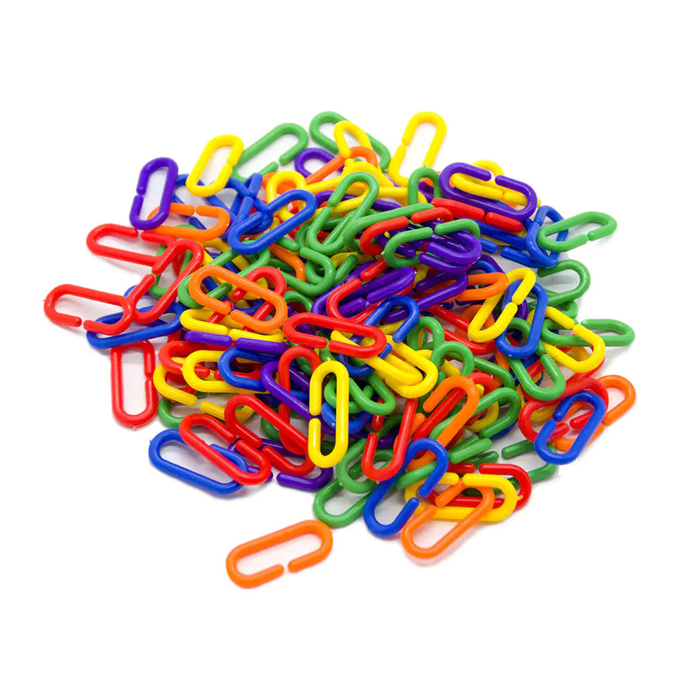 100PCS C-shaped Plastic Chain Buckle Bird Toy