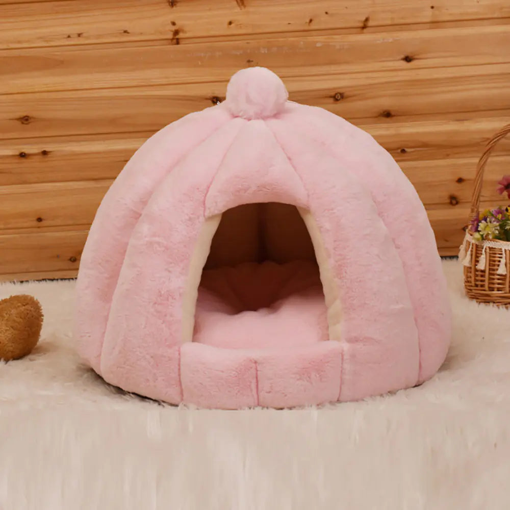 Pumpkin Shaped Cozy Cat & Dog House Tent