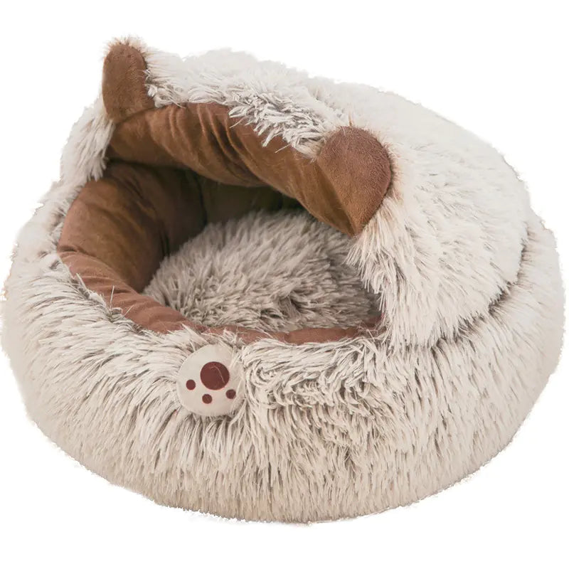 Winter Cat Bed with Enclosed Design for Small Pets