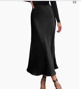 Elegant A-Line Midi Skirt in Olive Green (One Piece)