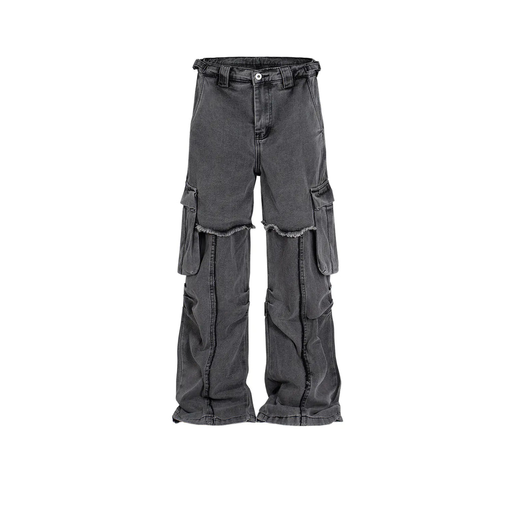 Men's Double Layer Ruffle Straight-Leg Trousers